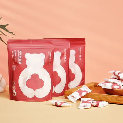20pcs Spring Bear Disposable Compressed Facial Towels – Candy-Packaged Coin Tissues – Portable Travel Hygiene Kit (Wholesale)
