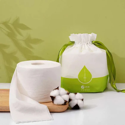 Ultra-Thick 80GSM Cotton Cleansing Towel Roll (60pcs) – Premium Perforated Dry Wipes – Biodegradable Daily Skincare Rolls (Retail Ready)